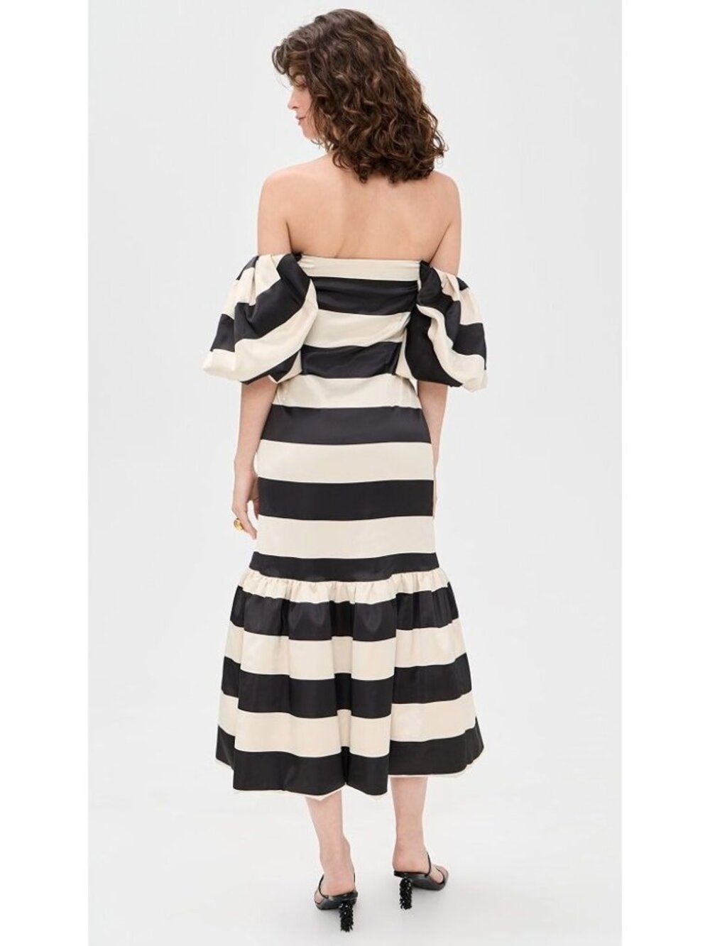 Caroline Constas Angela Gown Black Ivory Stripe Womens Size Large - Picture 6 of 13